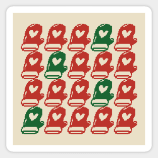 Heart Christmas gloves pixel art Sticker